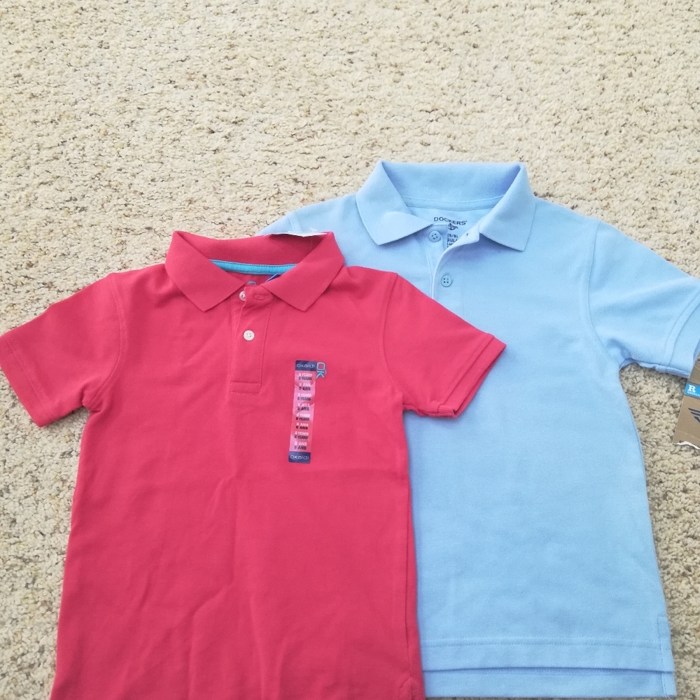 NWT Boys 6A and 5/6 (S) Polo Shirts Brands: Okaidi and Dockers